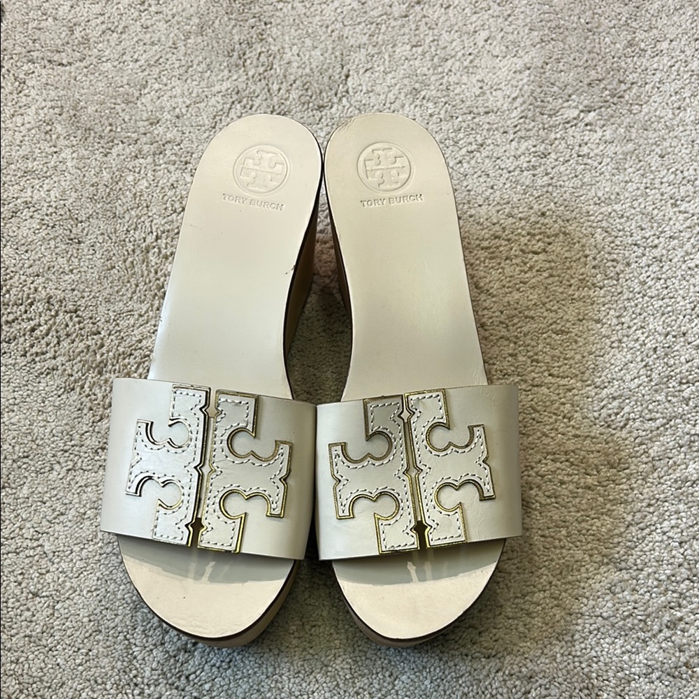 Tory Burch Cream Slide Sandals